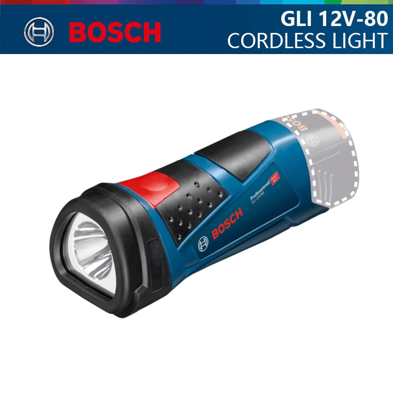 Bosch-12V 전문 무선 LED 라이트 GLI 12V-80 충전식 핸드 헬드 토치, 휴대용 포켓 손전등 LED 작업 토치